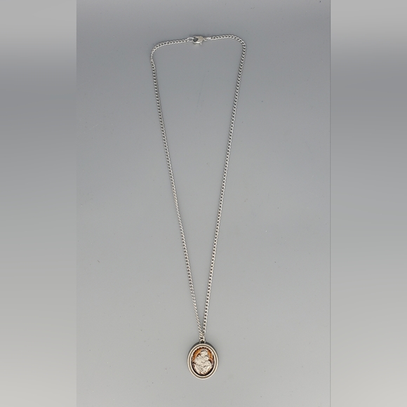 St. Anthony Pray for Us Silvertone Medallion Necklace - Picture 5 of 6